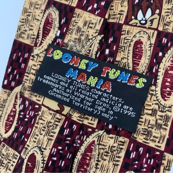 Vintage Looney Tunes Mania Tasmanian Devil 100% Silk Tie from 1995 - Picture 3 of 7